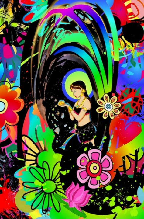 Digital Arts titled "Un amour de jardini…" by Valérie Cappai, Original Artwork, Digital Painting