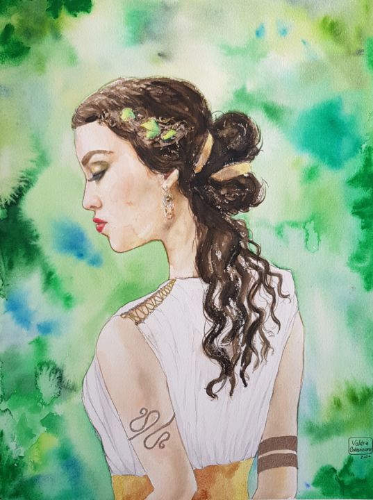 Painting titled "Adeona" by Valérie Catanzaro, Original Artwork, Watercolor