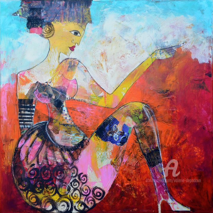 Painting titled "Assise..." by Valérie Depadova, Original Artwork, Acrylic