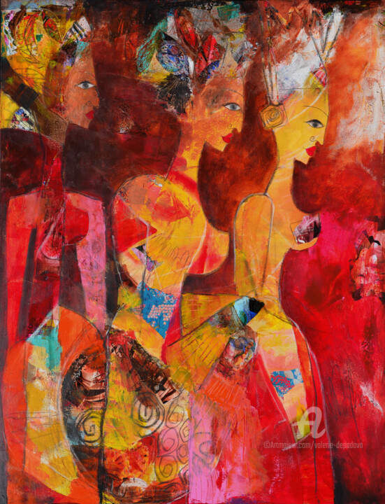 Painting titled "trois femmes" by Valérie Depadova, Original Artwork, Acrylic