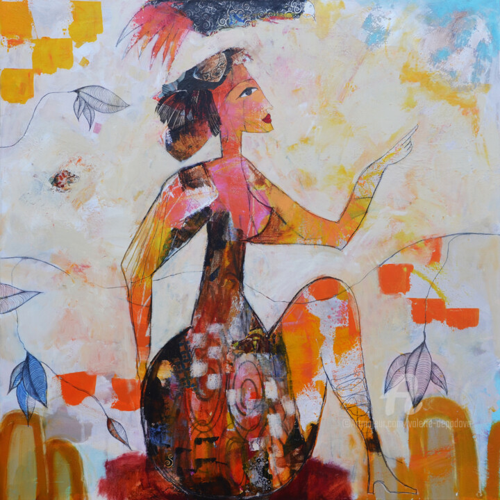 "femme et oiseau" başlıklı Tablo Valérie Depadova tarafından, Orijinal sanat, Akrilik