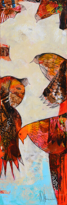 Schilderij getiteld "Les oiseaux 02" door Valérie Depadova, Origineel Kunstwerk, Acryl