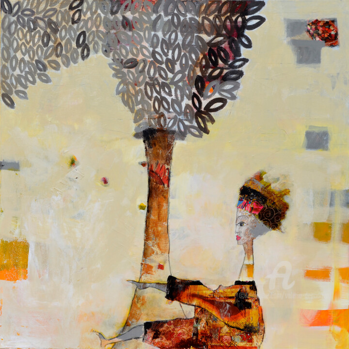Peinture intitulée "Sous l'arbre 01" par Valérie Depadova, Œuvre d'art originale, Acrylique