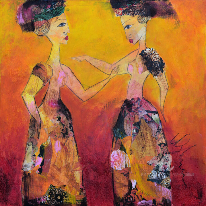Painting titled "On discute" by Valérie Depadova, Original Artwork, Acrylic