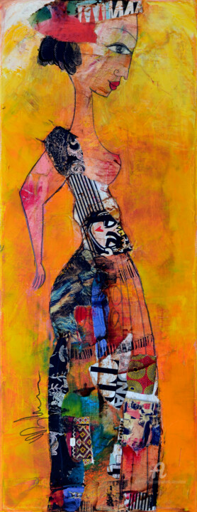 Malerei mit dem Titel "Chapeau rouge" von Valérie Depadova, Original-Kunstwerk, Acryl