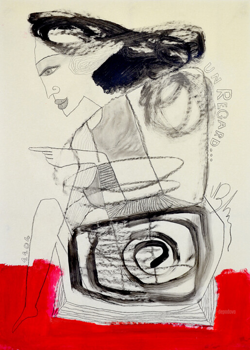 Malerei mit dem Titel "Un regard" von Valérie Depadova, Original-Kunstwerk, Acryl