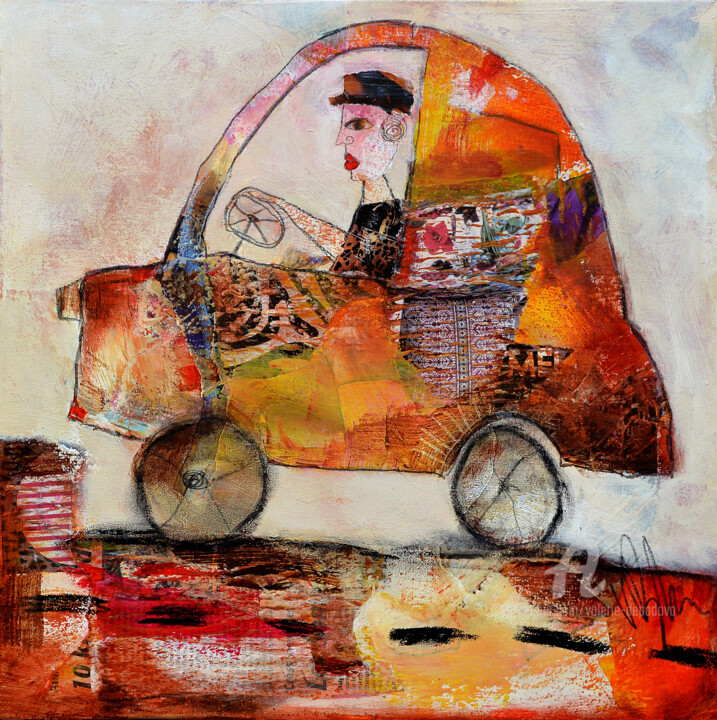 Painting titled "En voiture" by Valérie Depadova, Original Artwork, Acrylic