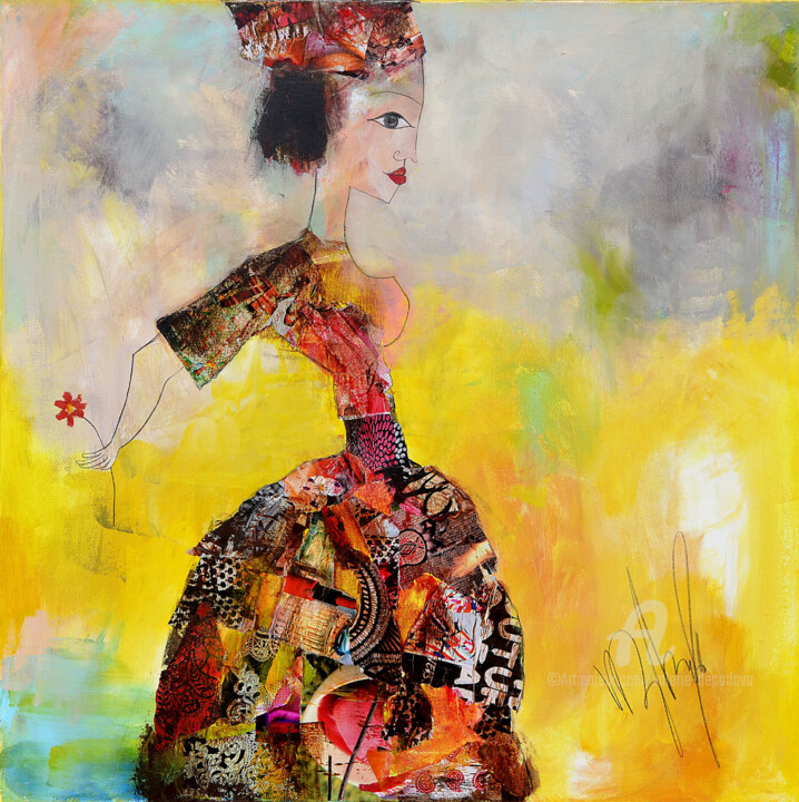 Картина под названием "fleur 01" - Valérie Depadova, Подлинное произведение искусства, Акрил