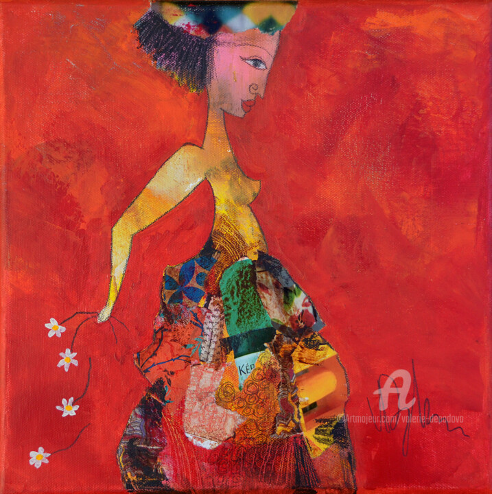 Картина под названием "semer des fleurs" - Valérie Depadova, Подлинное произведение искусства, Акрил
