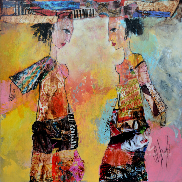 Malerei mit dem Titel "Deux qui discutent" von Valérie Depadova, Original-Kunstwerk, Acryl