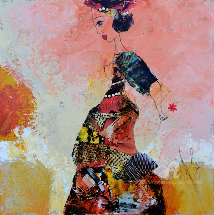 Pintura intitulada "Femme à la fleur" por Valérie Depadova, Obras de arte originais, Acrílico