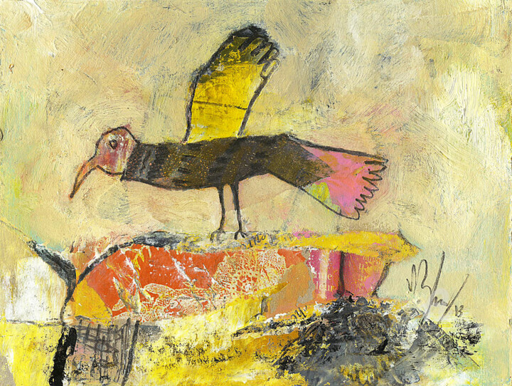 Painting titled "oiseau" by Valérie Depadova, Original Artwork