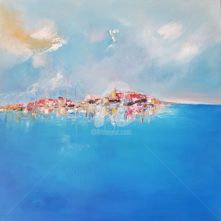 Painting titled "ILE  ROUSSE" by Valerie Dragacci, Original Artwork, Oil