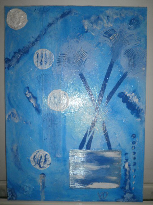 Peinture intitulée "Palmiers bleus" par Valerie Dubos, Œuvre d'art originale, Acrylique