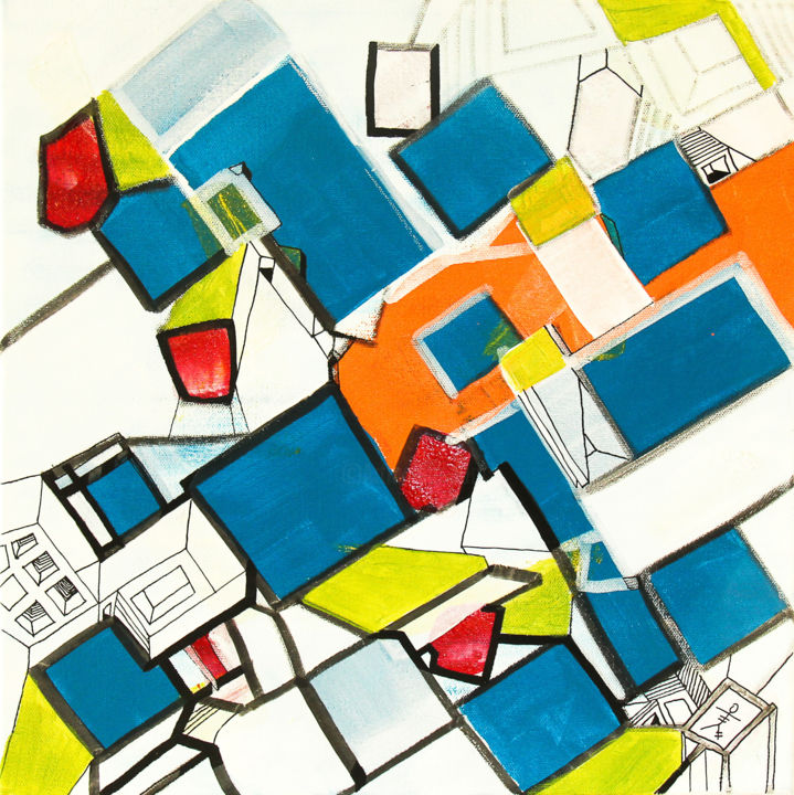 Painting titled "construction-decons…" by Baliste, Original Artwork, Acrylic