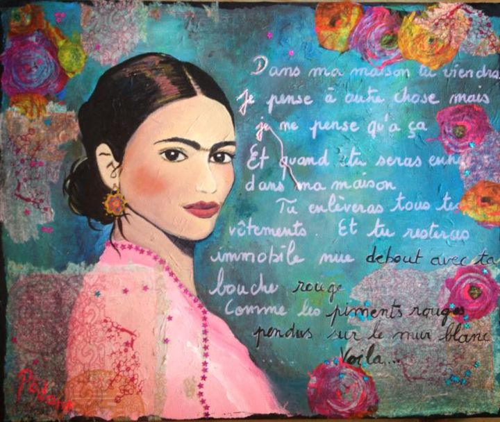 Peinture intitulée "frida dans ma maiso…" par Valérie Gouliard, Œuvre d'art originale