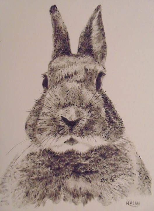 Schilderij getiteld "Lapin" door Halin Genin, Origineel Kunstwerk, Olie