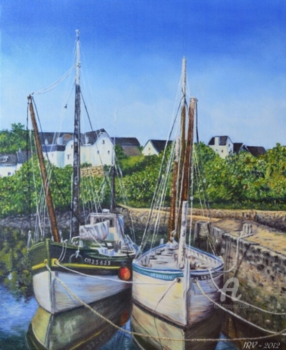 Painting titled "Le port Rhue - Bret…" by Valérie Jouffroy Ricotta, Original Artwork, Oil