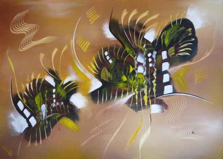 제목이 "Astaroth"인 미술작품 Valérie Lamarre로, 원작, 아크릴 나무 들것 프레임에 장착됨