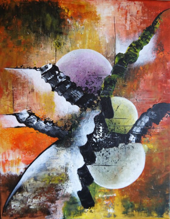 Картина под названием "Lénore" - Valérie Lamarre, Подлинное произведение искусства, Акрил Установлен на Деревянная рама для…