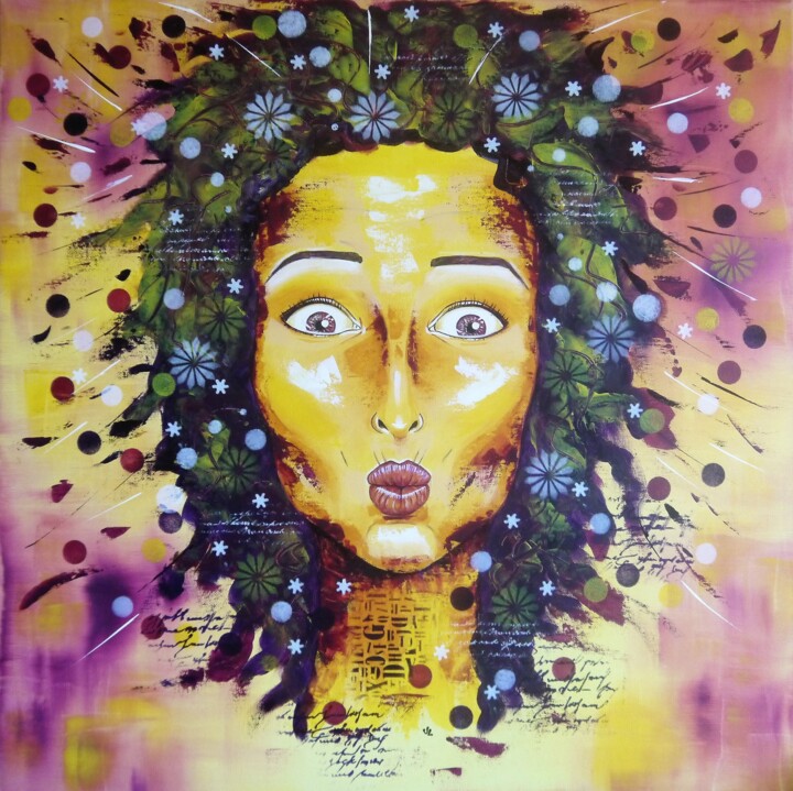 Painting titled "Bruna" by Valérie Lamarre, Original Artwork, Acrylic Mounted on Wood Stretcher frame