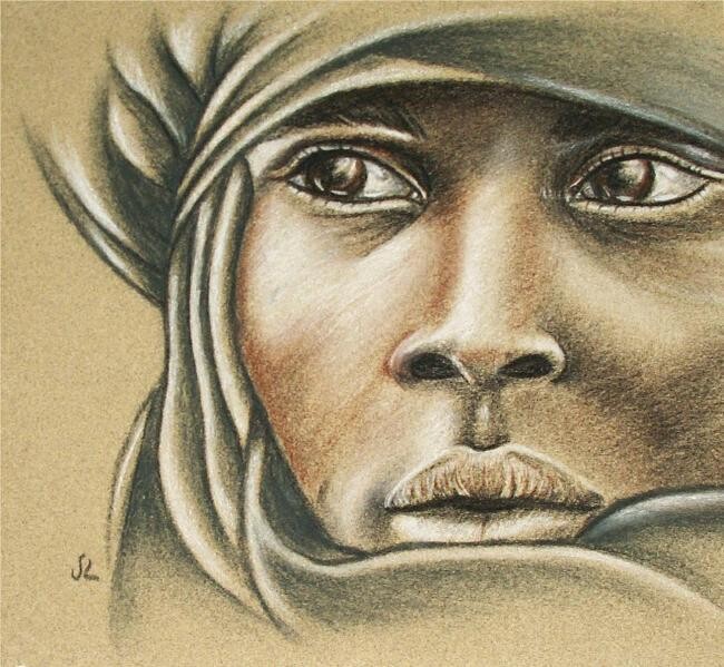 Malarstwo zatytułowany „TOUAREG” autorstwa Valérie Lamarre, Oryginalna praca, Pastel