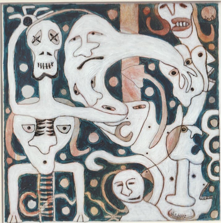 Desenho intitulada "Les Ancêtres" por Valérie Lang, Obras de arte originais, Acrílico