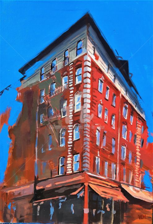 Картина под названием "New-York corner" - Valérie Le Meur, Подлинное произведение искусства, Акрил Установлен на Деревянная…