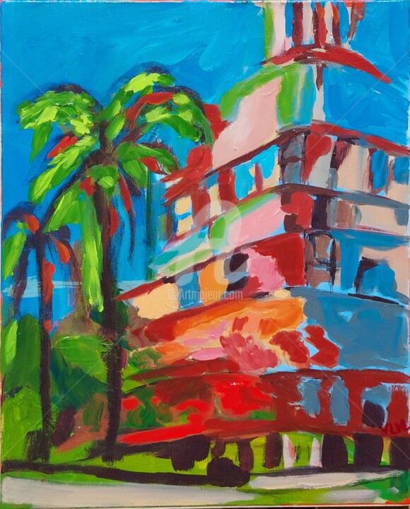 Peinture intitulée "Miami Vibes" par Valérie Le Meur, Œuvre d'art originale, Acrylique Monté sur Châssis en bois