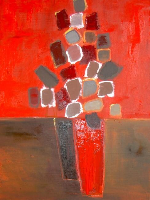 Painting titled "bouquet rouge" by Valerie Lemarechal, Original Artwork