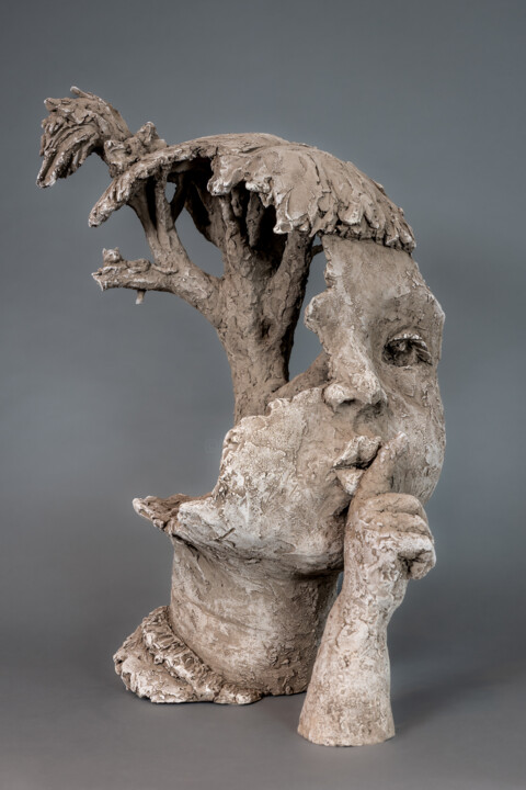 Skulptur mit dem Titel "Silence" von Valérie Moreau (VALEM), Original-Kunstwerk, Keramik