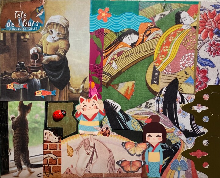 Collages intitolato "Japon" da Valerie Noble Val, Opera d'arte originale, Collages