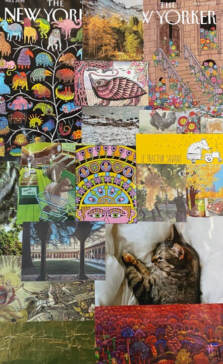 Collages titled "Chat" by Valerie Noble Val, Original Artwork, Collages