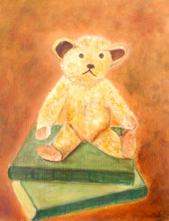 Painting titled "Nounours" by Valérie Pastel, Original Artwork, Oil