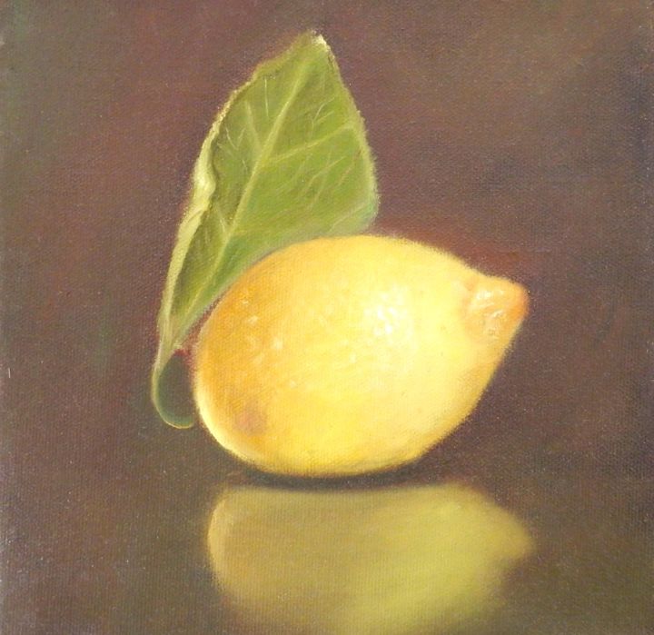 Painting titled "Citron" by Valérie Pastel, Original Artwork, Oil