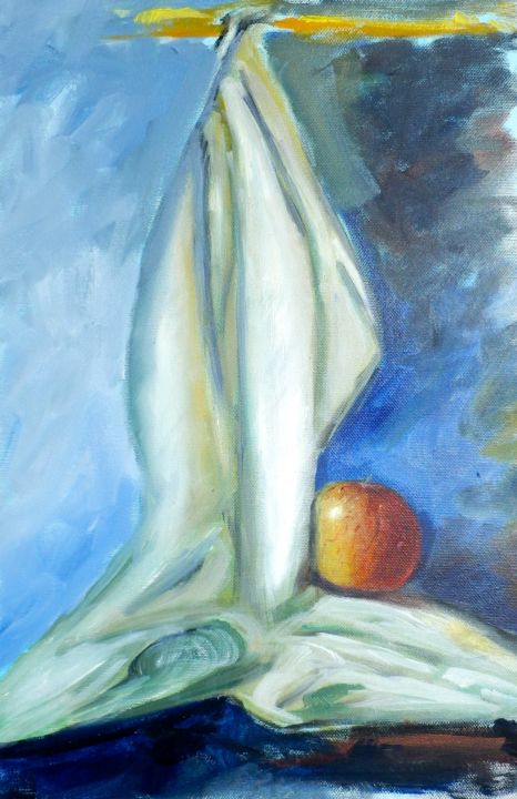 Painting titled "Pomme d'après Cézan…" by Valérie Pastel, Original Artwork, Oil