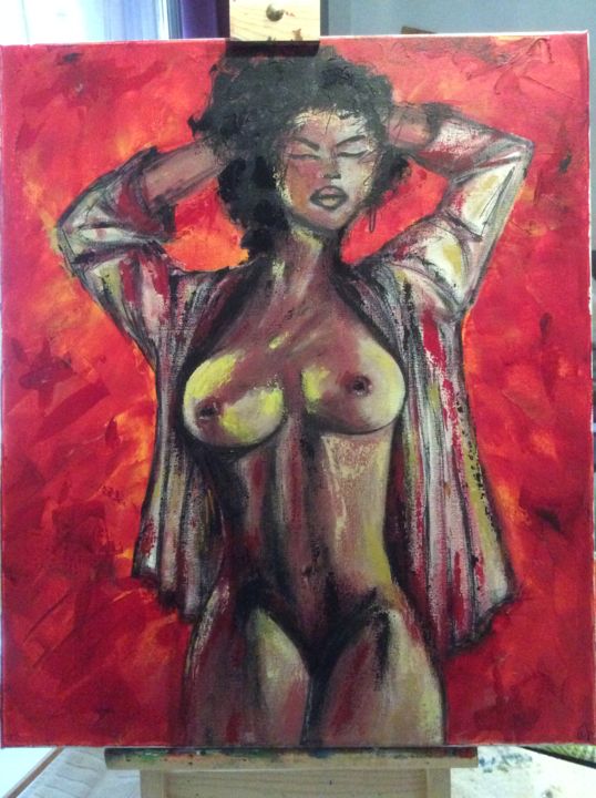 Painting titled "la femme nue...." by Valerie Plansson, Original Artwork