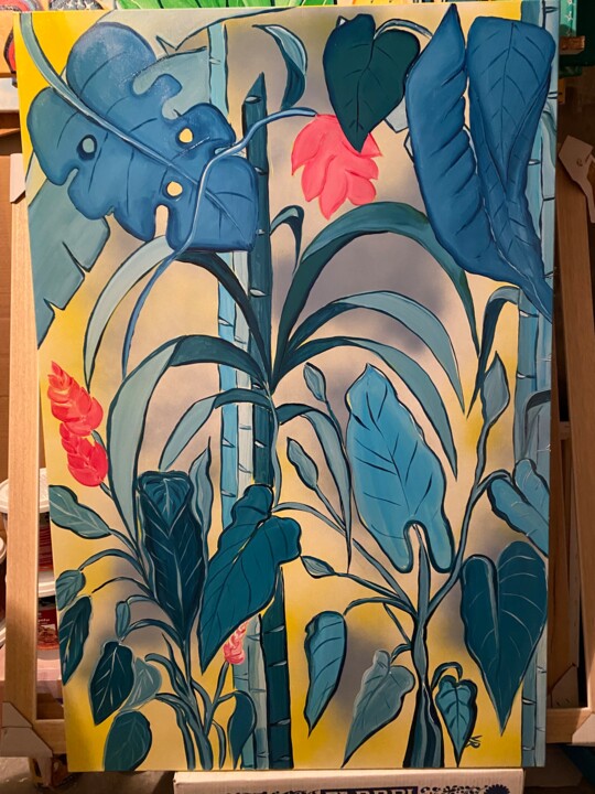 제목이 "Bamboo sky"인 미술작품 Valérie Riou로, 원작, 아크릴 나무 들것 프레임에 장착됨
