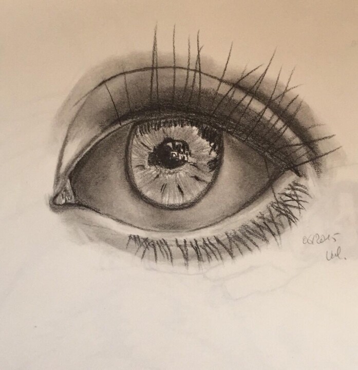 Drawing titled "L’œil" by Valerie Sagnier (Val'Art), Original Artwork, Pencil