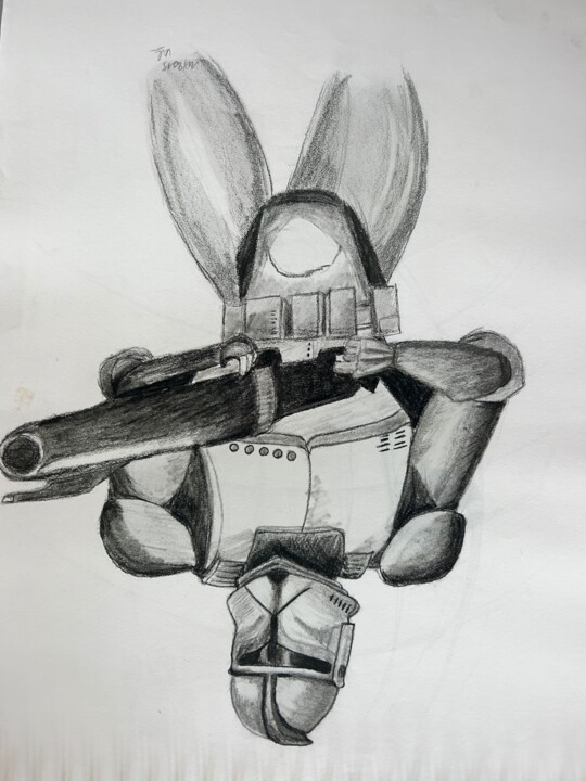 Dessin intitulée "Trooper" par Valerie Sagnier (Val'Art), Œuvre d'art originale, Crayon