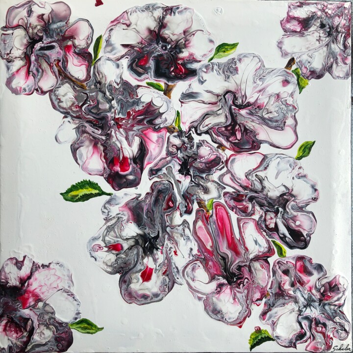 Peinture intitulée "Sakura (cerisiers e…" par Valérie Schuler, Œuvre d'art originale, Acrylique Monté sur Châssis en bois