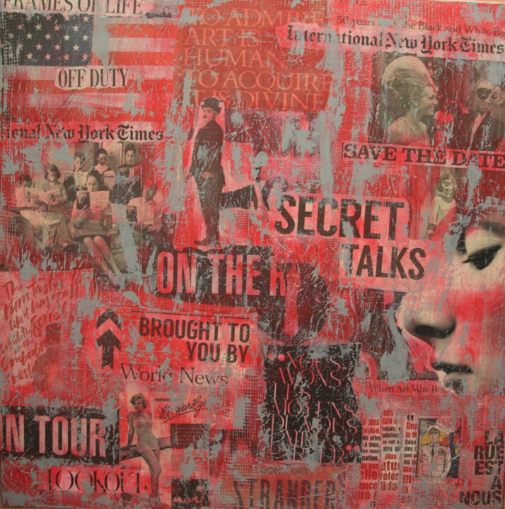 「Secret Talks」というタイトルのコラージュ Valérie Weiland (VALpapers)によって, オリジナルのアートワーク