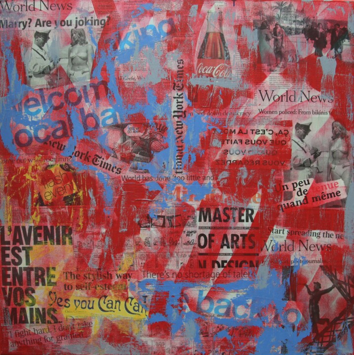 Colagens intitulada "Carnet Rouge" por Valérie Weiland (VALpapers), Obras de arte originais