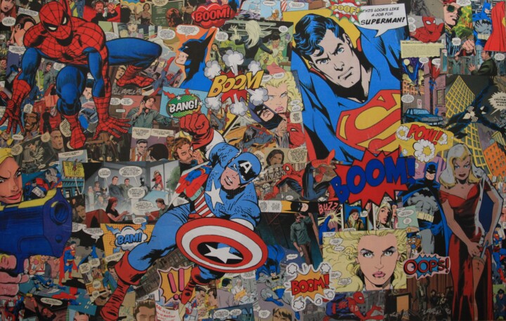 Collages intitolato "Comics jam" da Valérie Weiland (VALpapers), Opera d'arte originale