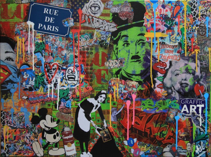 Коллажи под названием "Street Art only" - Valérie Weiland (VALpapers), Подлинное произведение искусства, Коллажи Установлен…