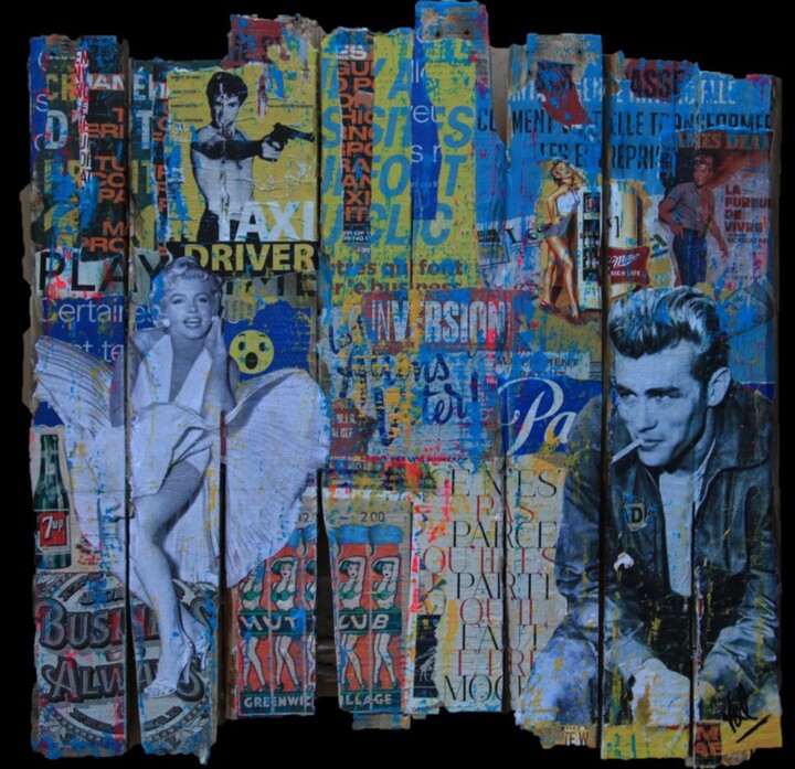 Collages getiteld "Hollywood palissade" door Valérie Weiland (VALpapers), Origineel Kunstwerk, Collages