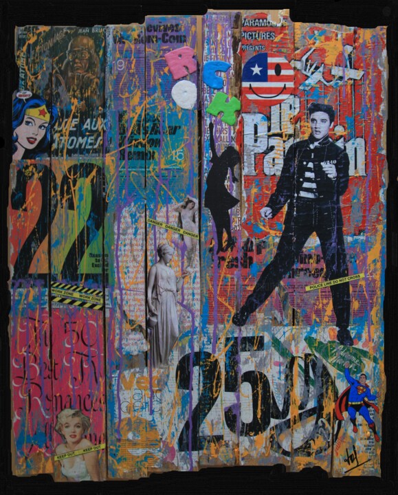 Collages titled "Rock on wood" by Valérie Weiland (VALpapers), Original Artwork, Collages Mounted on Other rigid panel