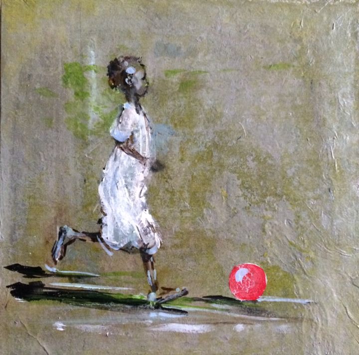 Painting titled "ballon-rouge" by Valérie Chrétien, Original Artwork, Acrylic