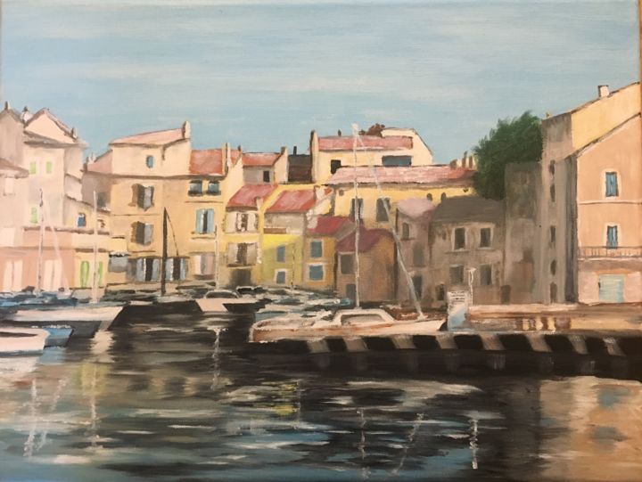 Painting titled "Port de Martigues" by Valerie Cipollina, Original Artwork, Oil