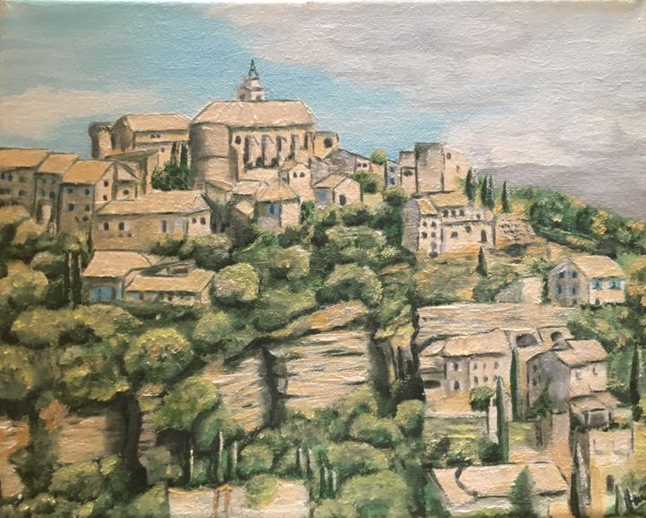 Peinture intitulée "Gordes en Provence" par Valerie Cipollina, Œuvre d'art originale, Huile